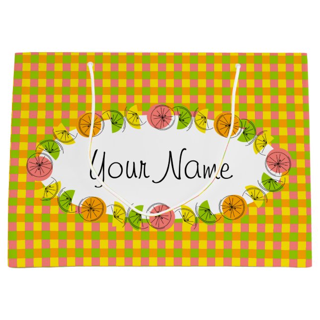 Citrus Oval Check Name gift bag large (Front)