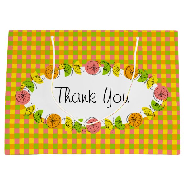 Citrus Oval Check Thank You gift bag large (Front)