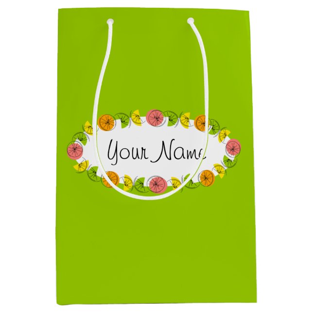 Citrus Oval Green Name gift bag medium (Front)