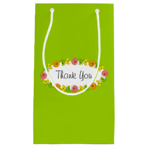 Citrus Oval Green Thank You gift bag small