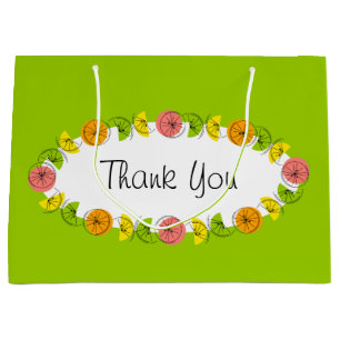 Citrus Oval Green Thank You large Gift Bag