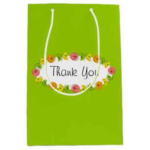 Citrus Oval Green Thank You medium Gift Bag