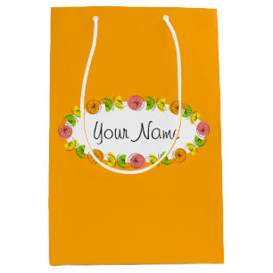 Citrus Oval Orange Name gift bag medium