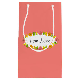 Citrus Oval Pink Name gift bag small