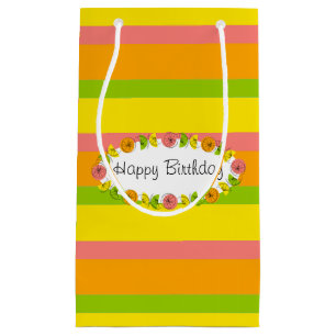Citrus Oval Stripe Classic Birthday gift bag small