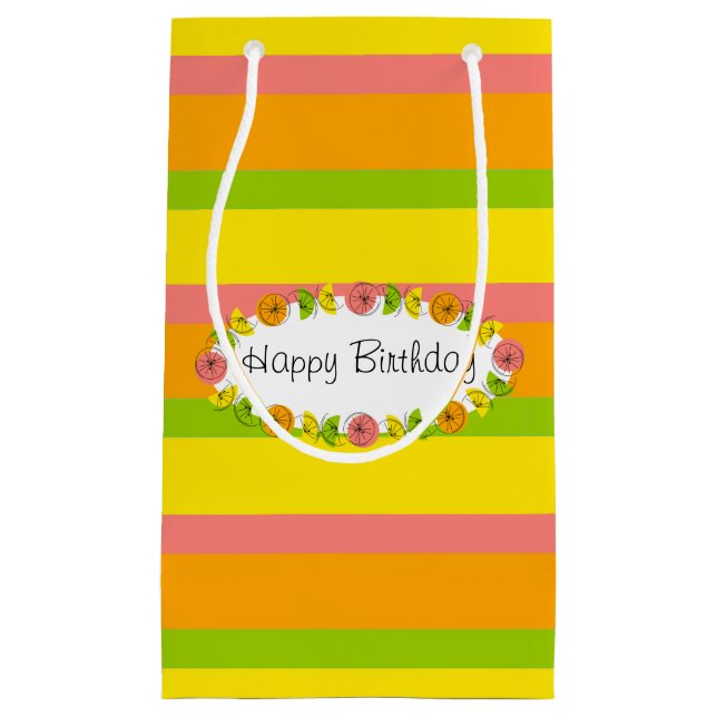 Citrus Oval Stripe Classic Birthday gift bag small (Front)