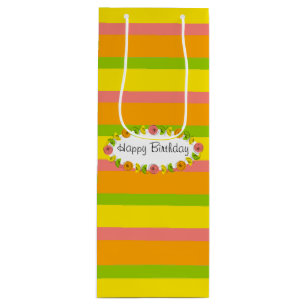Citrus Oval Stripe Classic Birthday gift bag wine