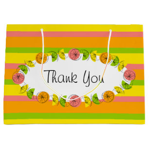 Citrus Oval Stripe Classic Thank You large Gift Bag
