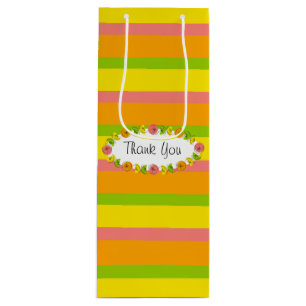 Citrus Oval Stripe Classic Thank You wine Gift Bag