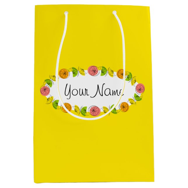Citrus Oval Yellow Name gift bag medium (Front)