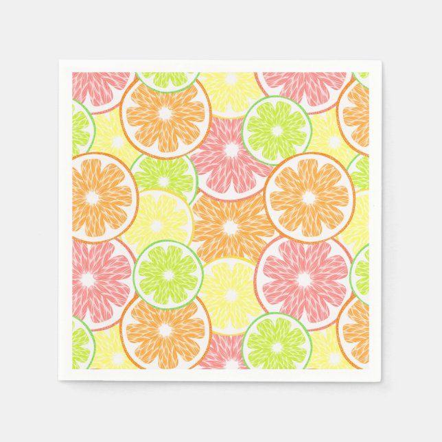 Citrus Paper Napkins, Lemon Orange Party Supplies Napkin (Front)