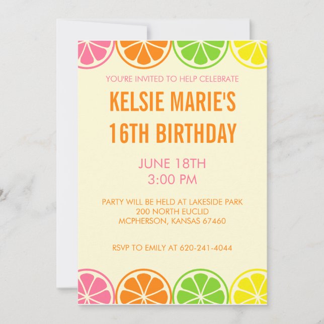 Citrus Party Invitation (Front)