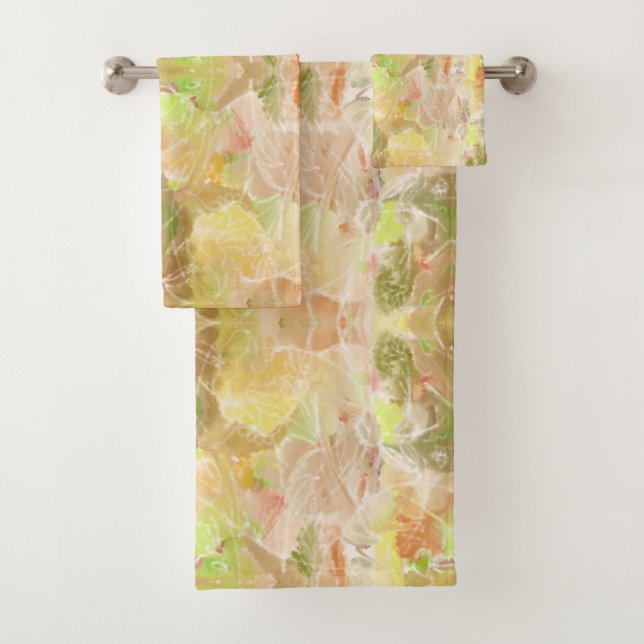 Citrus Pastel Designer Print Repeat Pattern Bath Towel Set (Insitu)