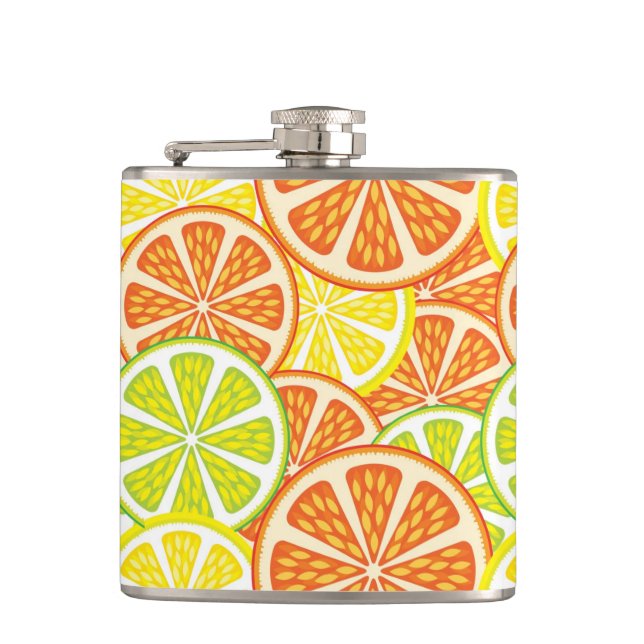 Citrus Pattern 2 Hip Flask (Front)