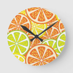 Citrus Pattern 2 Round Clock