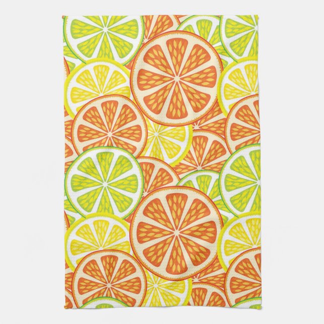 Citrus Pattern 2 Tea Towel (Vertical)