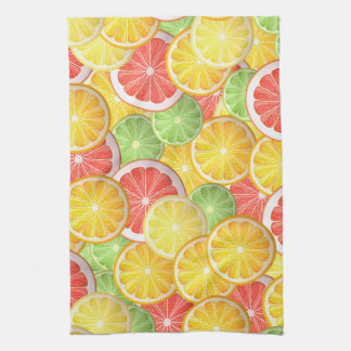 Citrus pattern - grapefruit, lemon, lime, orange tea towel