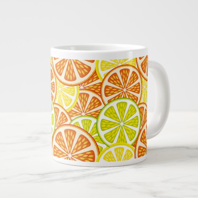 Citrus pattern large coffee mug (Front Right)
