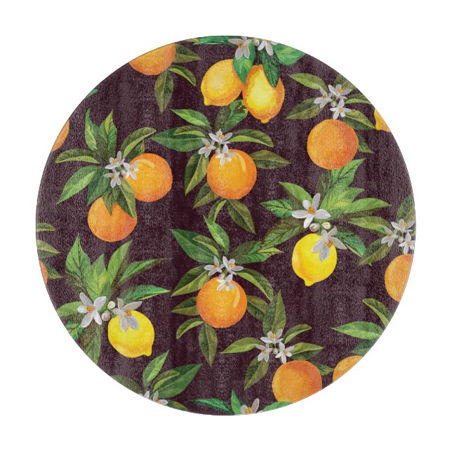 Citrus Pattern, Vintage Lemons Oranges. Cutting Board (Front)