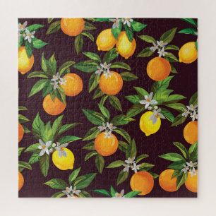 Citrus Pattern, Vintage Lemons Oranges. Jigsaw Puzzle
