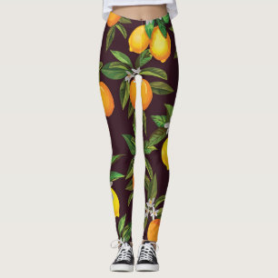 Citrus Pattern, Vintage Lemons Oranges. Leggings