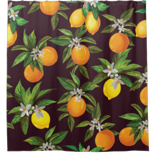 Citrus Pattern, Vintage Lemons Oranges. Shower Curtain