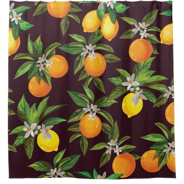 Citrus Pattern, Vintage Lemons Oranges. Shower Curtain (Front)