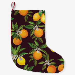 Citrus Pattern, Vintage Lemons Oranges. Small Christmas Stocking
