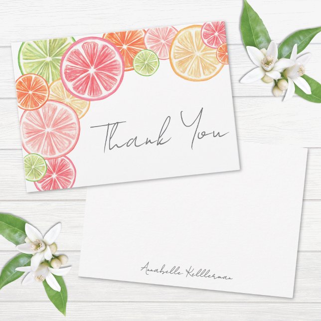 Citrus Personalised Name Thank You Card (Citrus Personalized Name Thank You Card)