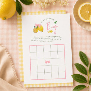 Citrus pink bow lemon baby shower bingo Game