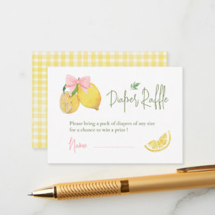 Citrus pink bow lemon baby shower enclosure card