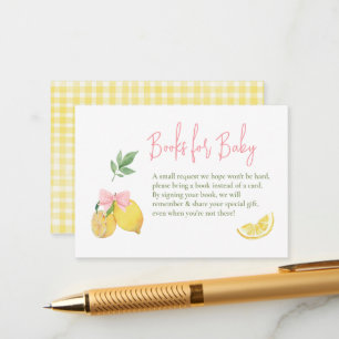Citrus pink bow lemon baby shower enclosure card
