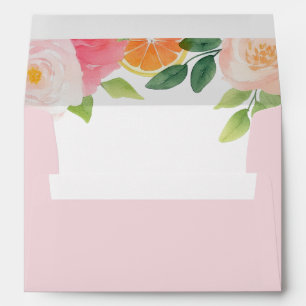 Citrus Pink Floral Baby Shower Envelope