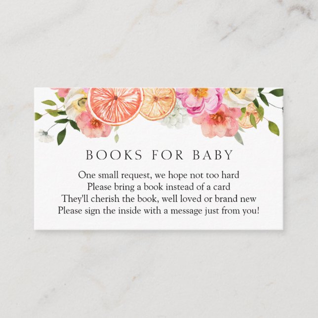 Citrus Pink Flowers Books for Baby Enclosure Card (Front)