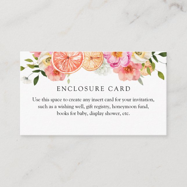 Citrus Pink Flowers Custom Enclosure Card (Front)