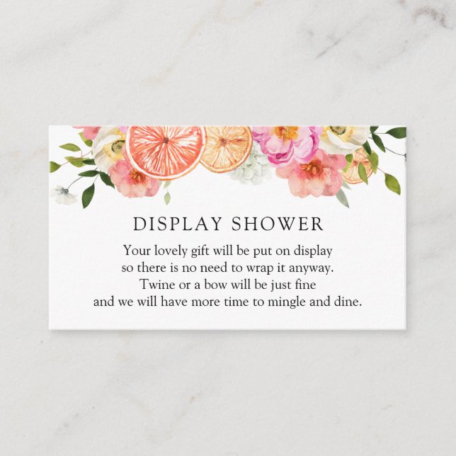 Citrus Pink Flowers Display Shower Enclosure Card (Front)