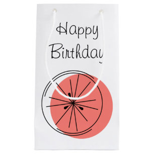 Citrus Pink Happy Birthday gift bag small