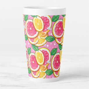 Citrus Pink Polka Dot Latte Mug