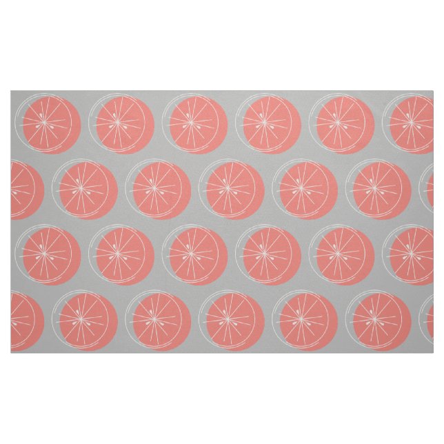 Citrus Pink White fabric large print grey (Fat Quarter)