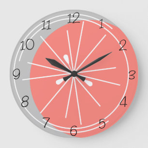 Citrus Pink White numbers clock grey