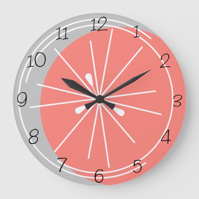 Citrus Pink White numbers clock grey (Front)