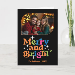 Citrus Pop Merry and Bright Retro Christmas Photo Holiday Card
