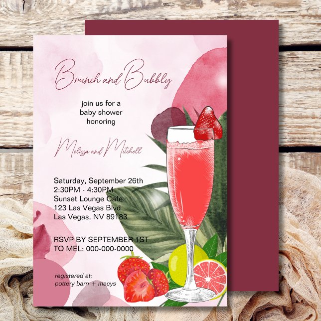 Citrus Purple Brunch And Bubbly  Baby Shower Invitation (Creator Uploaded)
