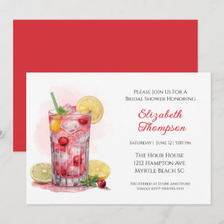Citrus Red Fruit Drink Cocktail Bridal Shower Invitation