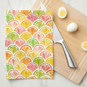 CITRUS SCALLOP Colourful Fruit Slice Tea Towel