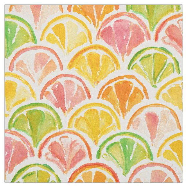 CITRUS SCALLOP Colourful Fruit Slices Fabric (Swatch)