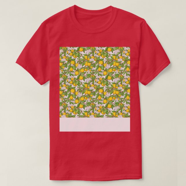 Citrus Seamless Pattern Lemon Lime Orange Mandarin T-Shirt (Design Front)