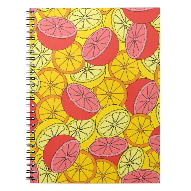 Citrus seamless pattern many oranges, lemons, grap notebook (Front)