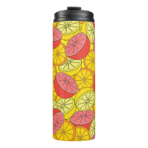 Citrus seamless pattern many oranges, lemons, grap thermal tumbler