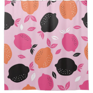 Citrus seamless pattern textile. illustration back shower curtain